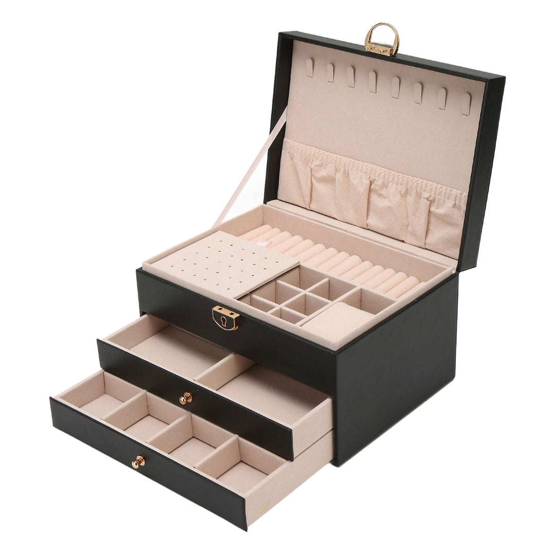 Læderstil Smykkeorganisator | Elegante Flerlagsopbevaring