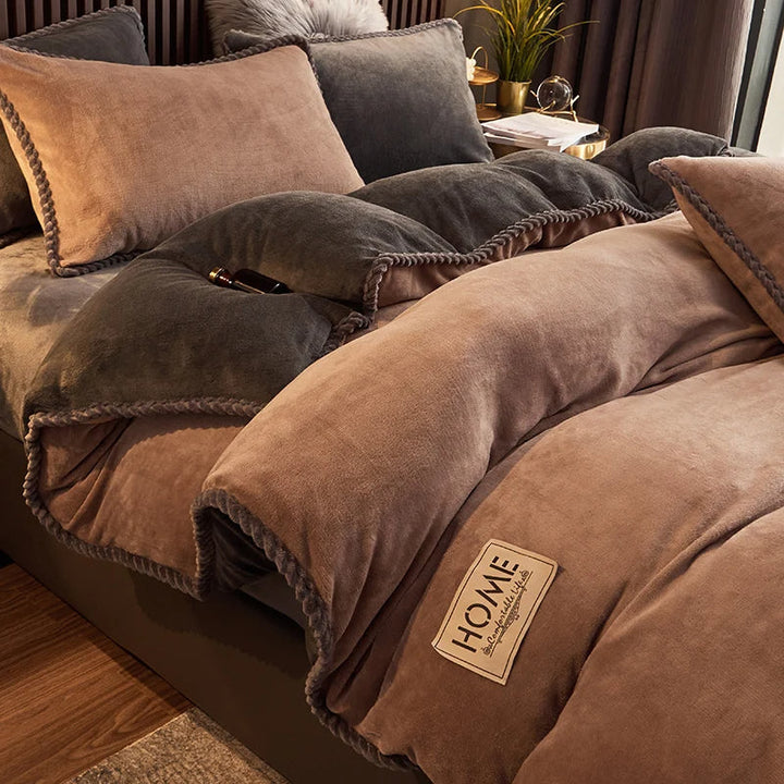 Ensemble de housse de couette en polaire style velours côtelé | Amélioration chaleureuse de la chambre à coucher