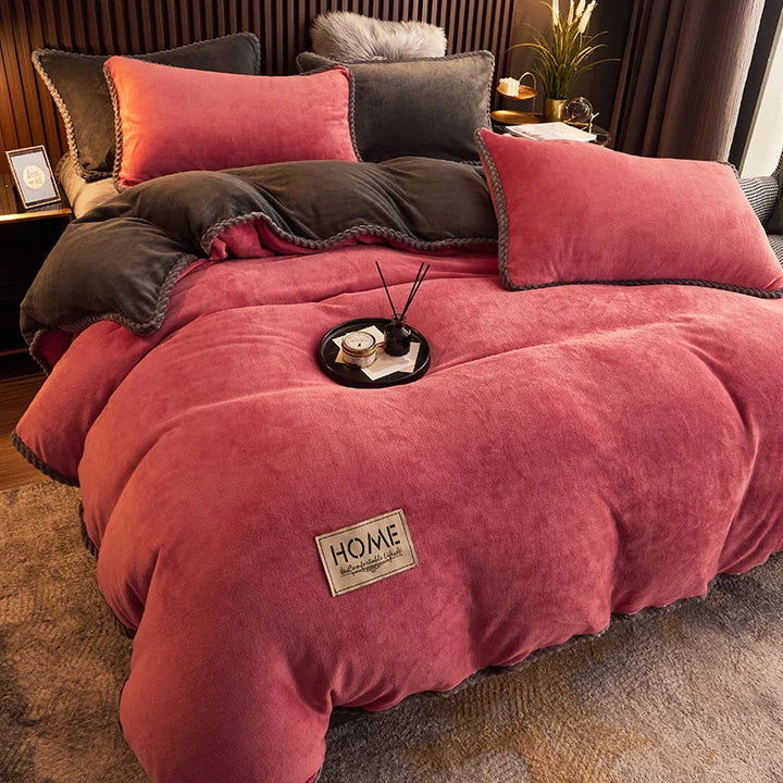 Ensemble de housse de couette en polaire style velours côtelé | Amélioration chaleureuse de la chambre à coucher