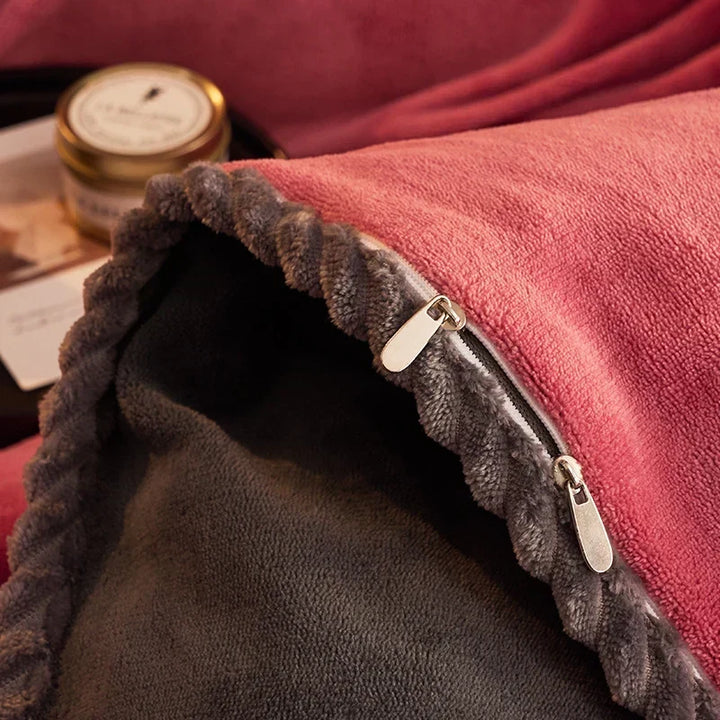 Ensemble de housse de couette en polaire style velours côtelé | Amélioration chaleureuse de la chambre à coucher
