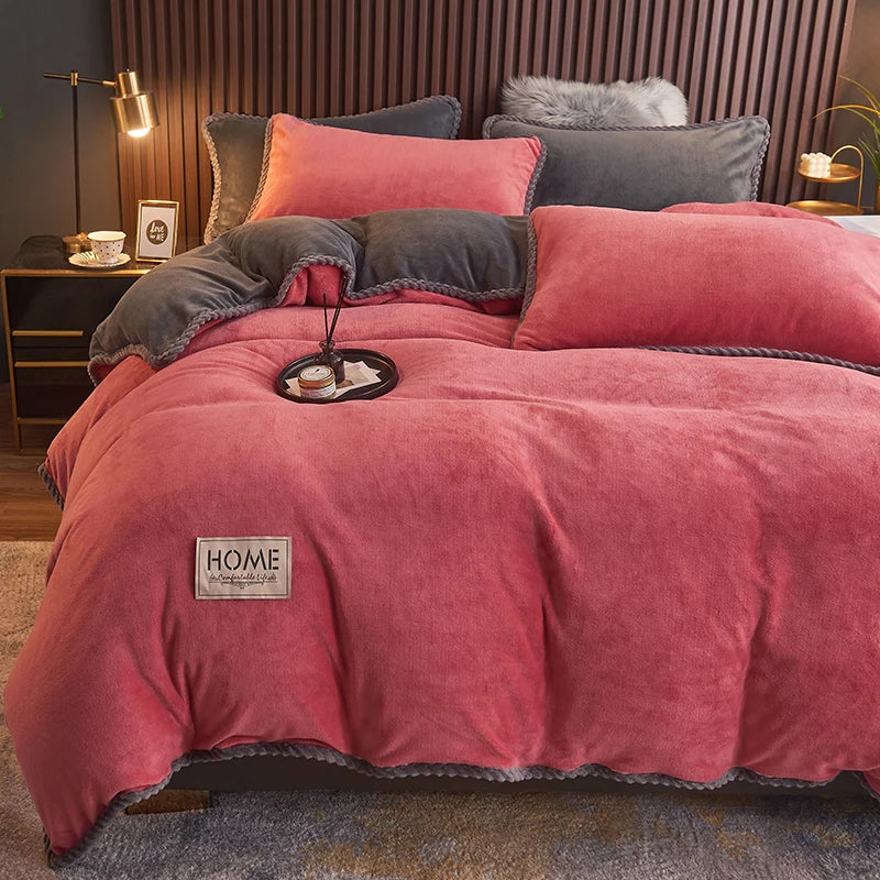 Ensemble de housse de couette en polaire style velours côtelé | Amélioration chaleureuse de la chambre à coucher