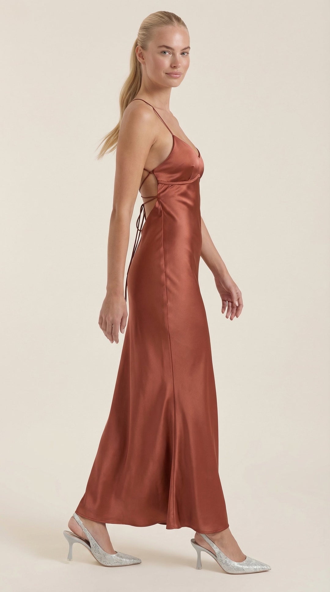 Dame V-Hals Maxikjole | Elegante Aften Anledning Slid