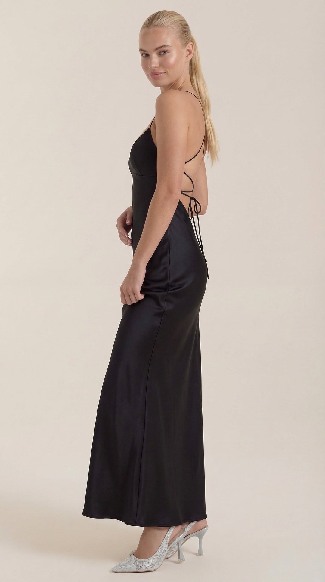 Dame V-Hals Maxikjole | Elegante Aften Anledning Slid