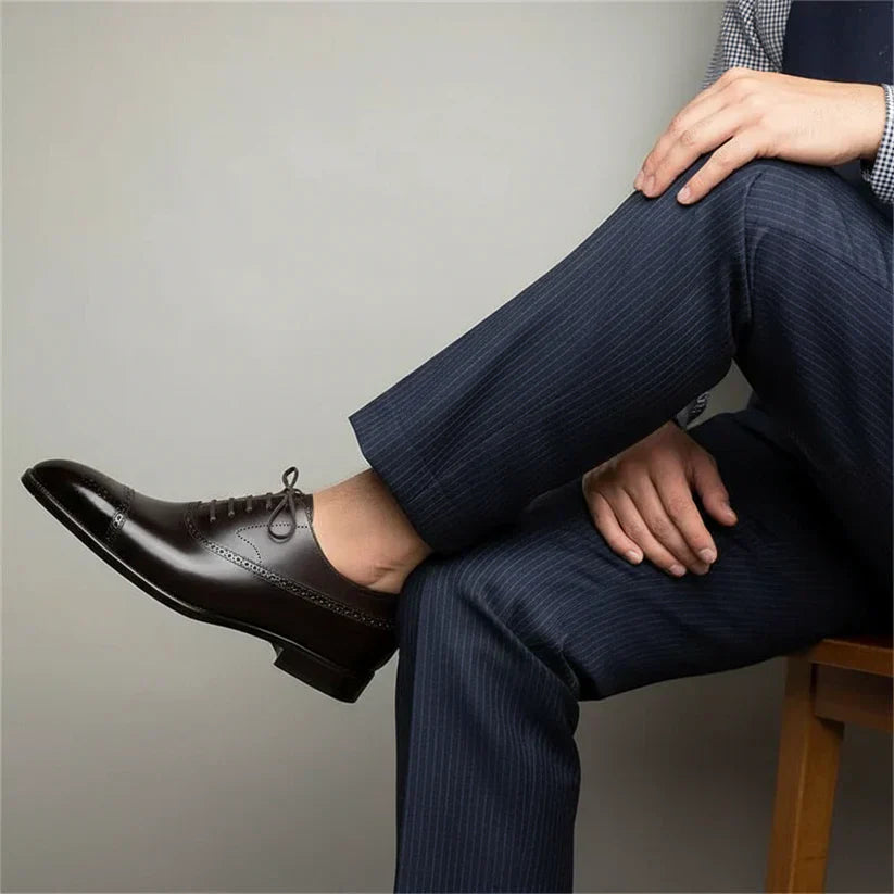 Herre Læder Oxford Brogue Sko | Klassisk Stil