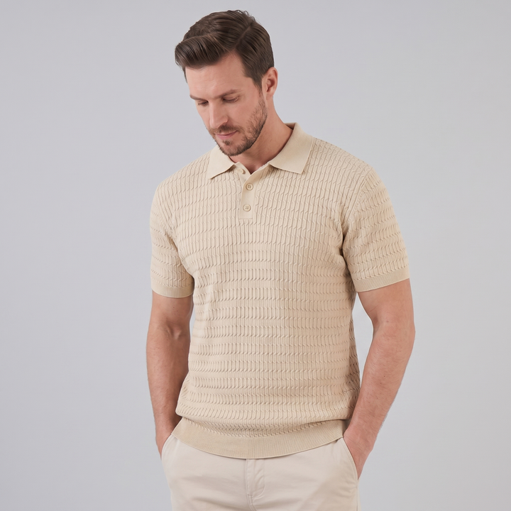 Polo à manches courtes en maille torsadée pour homme