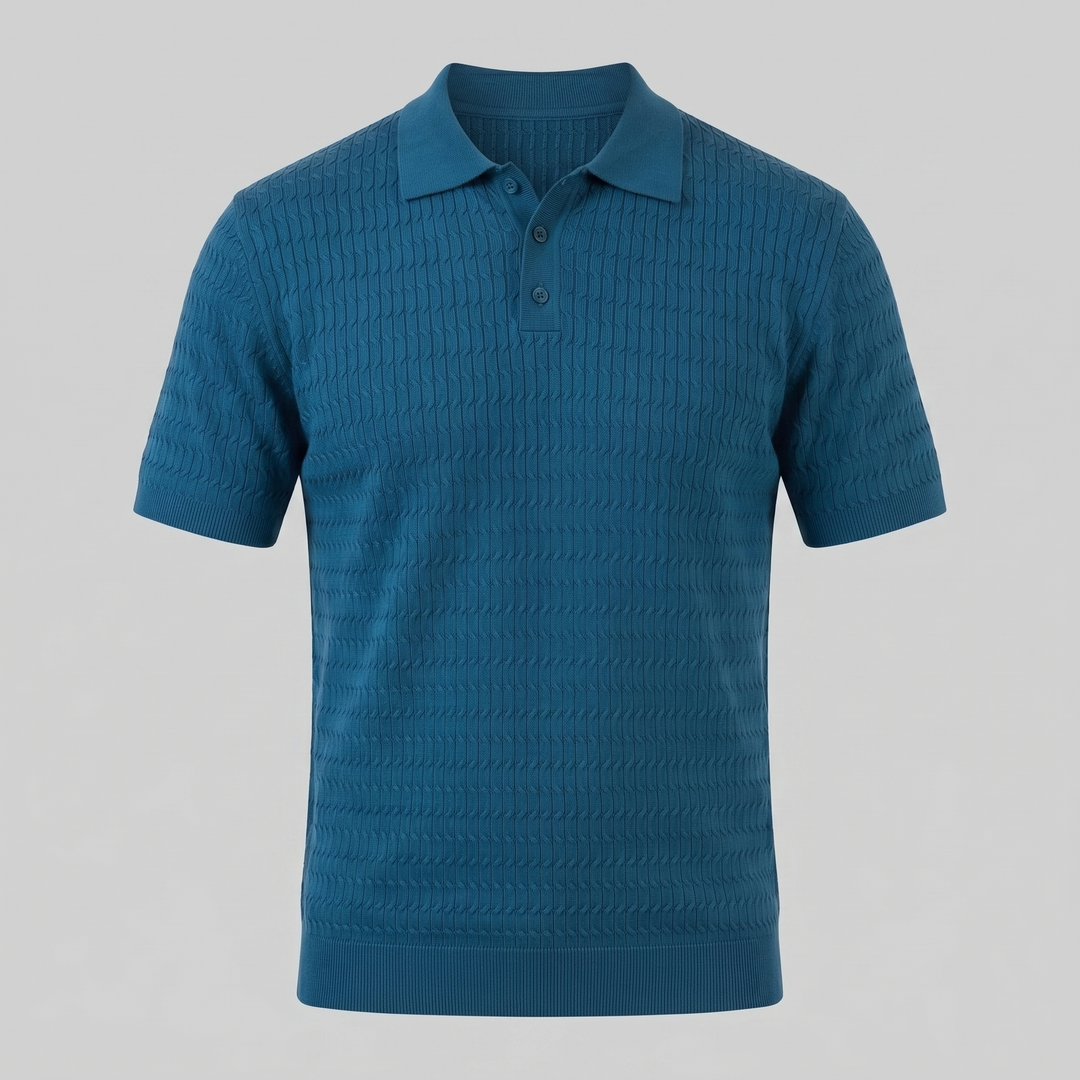 Polo à manches courtes en maille torsadée pour homme
