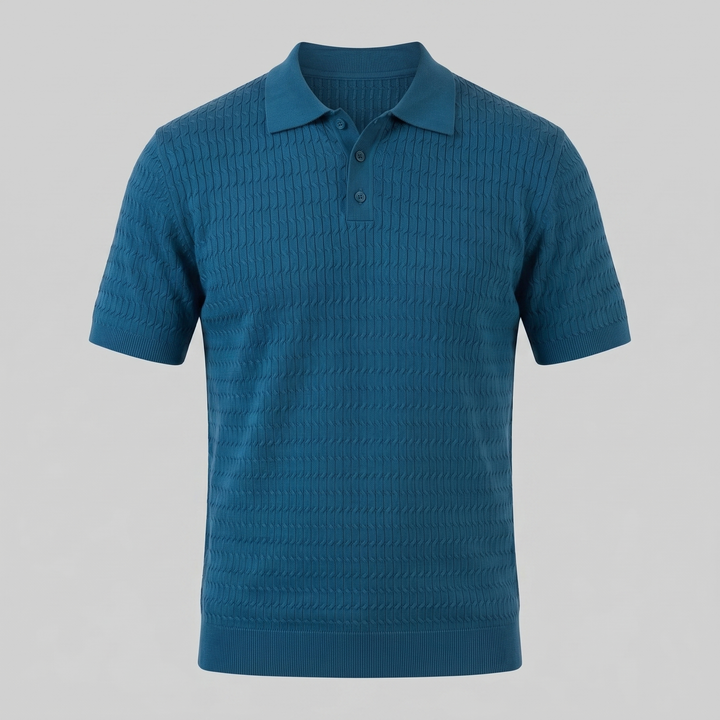 Polo à manches courtes en maille torsadée pour homme