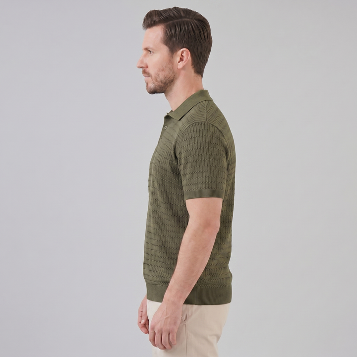 Polo à manches courtes en maille torsadée pour homme