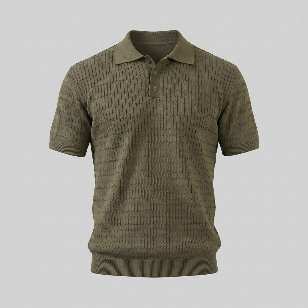 Polo à manches courtes en maille torsadée pour homme