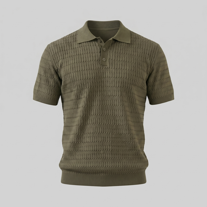 Polo à manches courtes en maille torsadée pour homme
