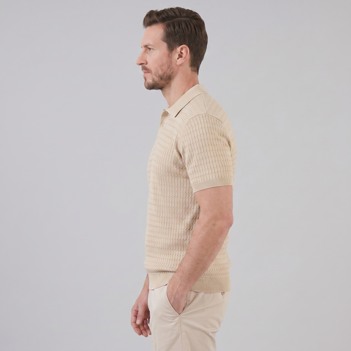 Polo à manches courtes en maille torsadée pour homme