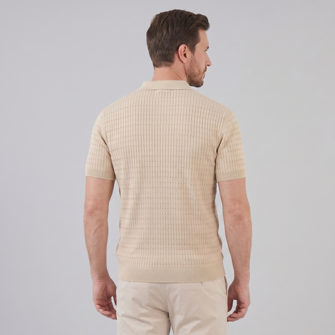 Polo à manches courtes en maille torsadée pour homme