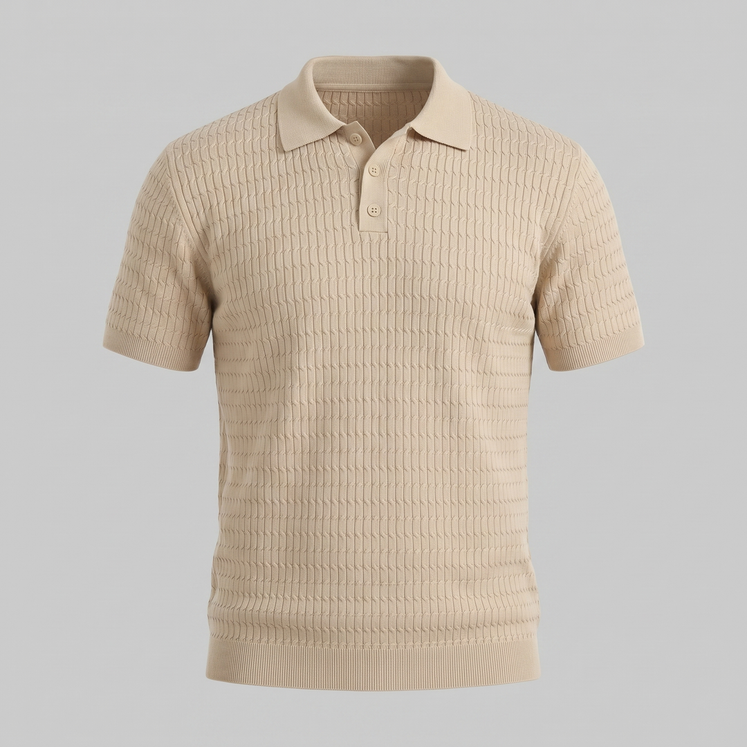 Polo à manches courtes en maille torsadée pour homme