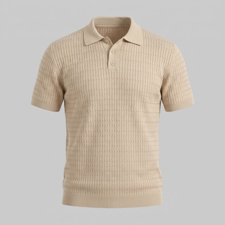 Polo à manches courtes en maille torsadée pour homme