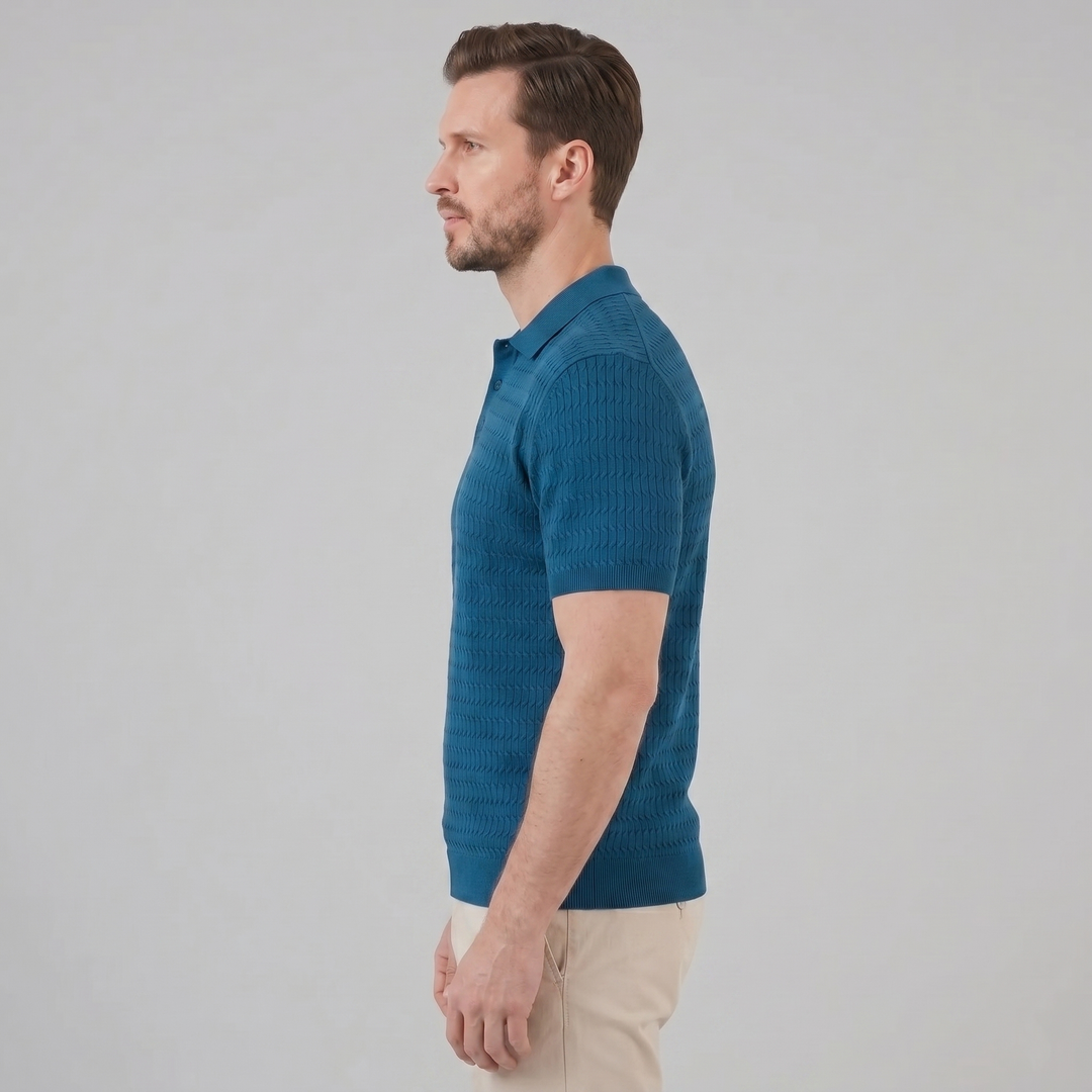 Polo à manches courtes en maille torsadée pour homme