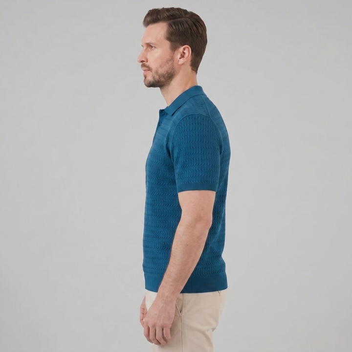 Polo à manches courtes en maille torsadée pour homme