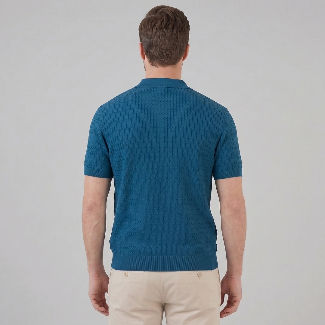 Polo à manches courtes en maille torsadée pour homme