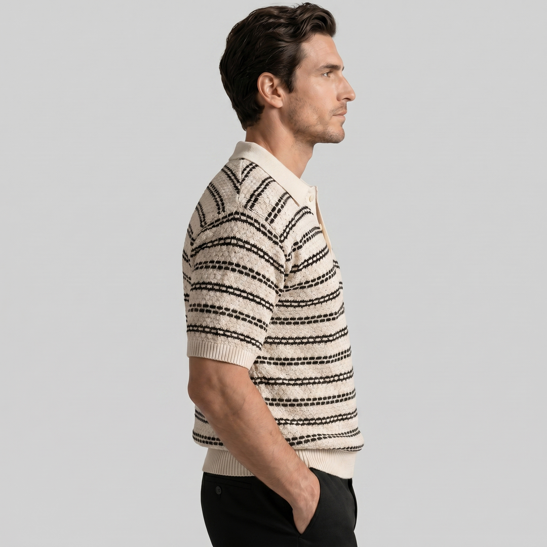 Tricou polo cu dungi pentru bărbați, croială personalizată