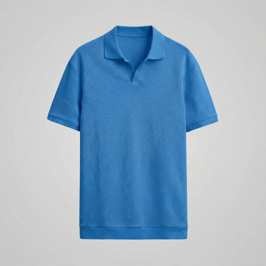 Pull à col roulé structuré pour homme avec encolure en V