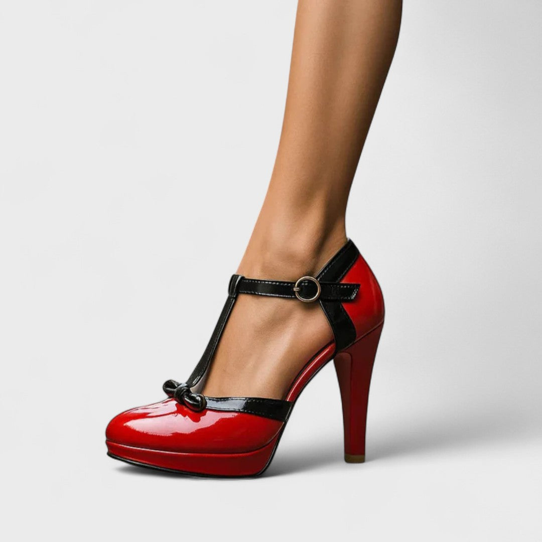 Dame T-Rem Pumps | Elegante Sløjfe Detaljerede Hæle