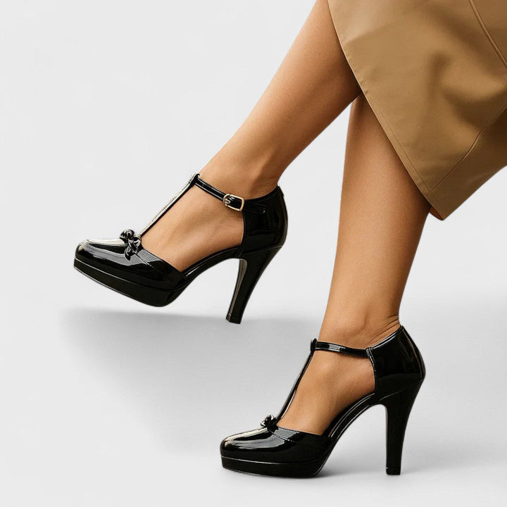 Dame T-Rem Pumps | Elegante Sløjfe Detaljerede Hæle