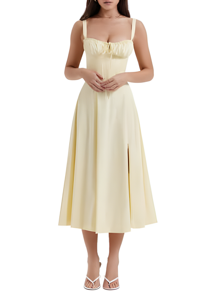Dame Blomstret Bustier Solkjole | Taljeformende Pasform