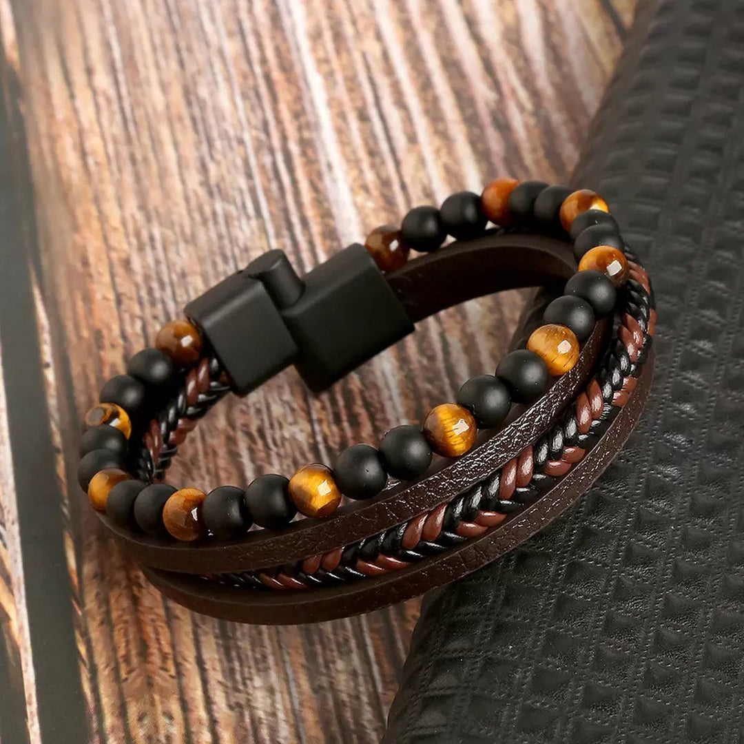Herre Læderstil Armbåndssæt | Afslappet og Dressy Håndledsstabel