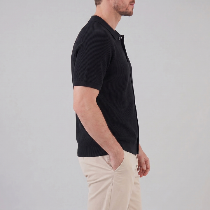 Herre Hele Knap Ribbet Polo