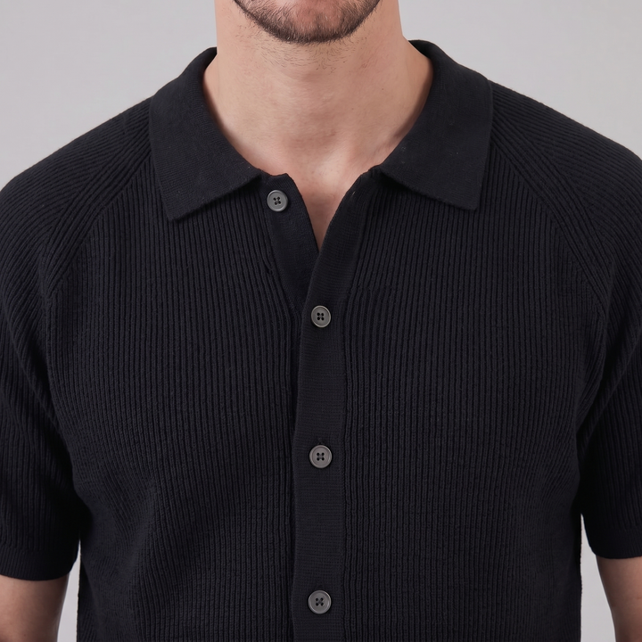 Herre Hele Knap Ribbet Polo