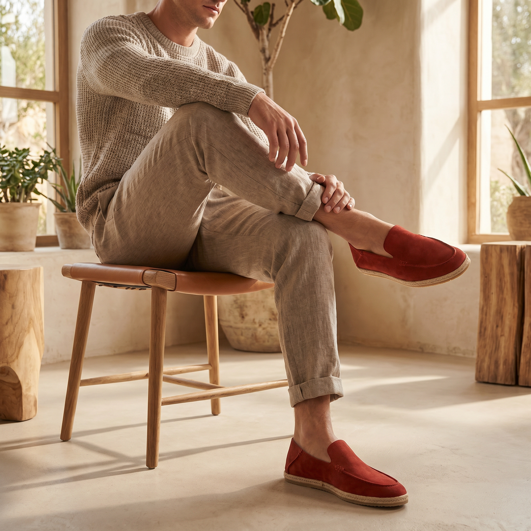 Herre Ruskind Stil Espadrille Hyttesko | Jute Beskær Sommar Glide-På