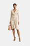 Dame V-Hals Rynket Midi-Kjole | Elegante Langærmet Forårsstil