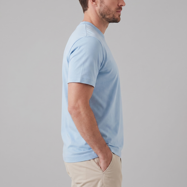 Herre Bomuld Mandskab Hals T-Shirt