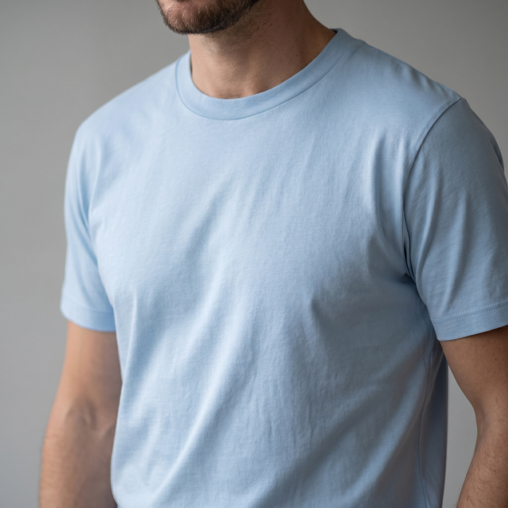Herre Bomuld Mandskab Hals T-Shirt