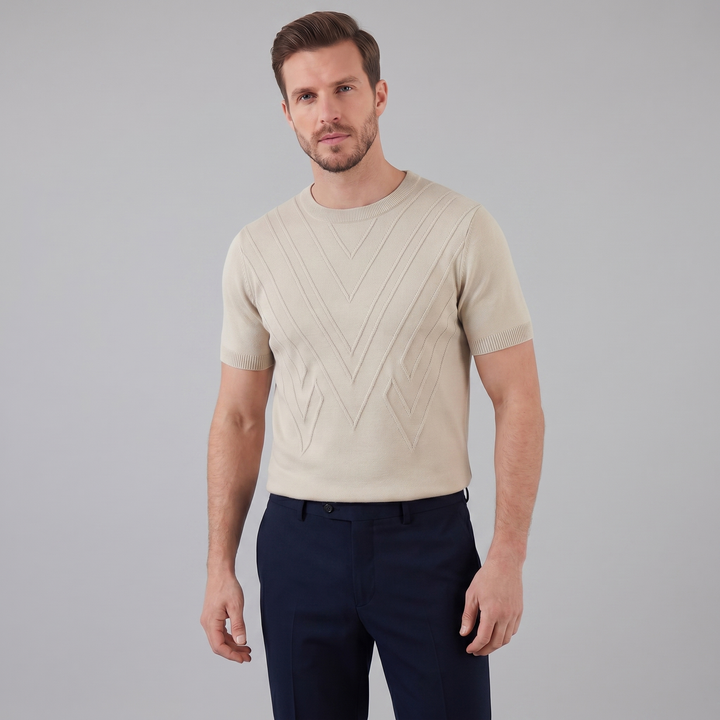 Tricou cu guler pentru bărbați, texturat