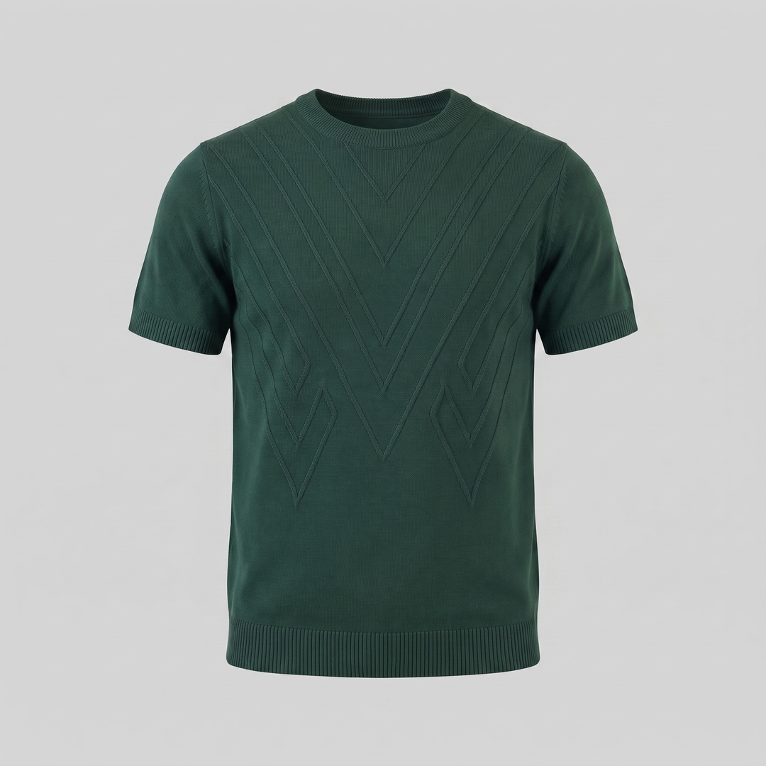 Tricou cu guler pentru bărbați, texturat