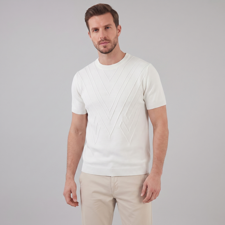 Tricou cu guler pentru bărbați, texturat
