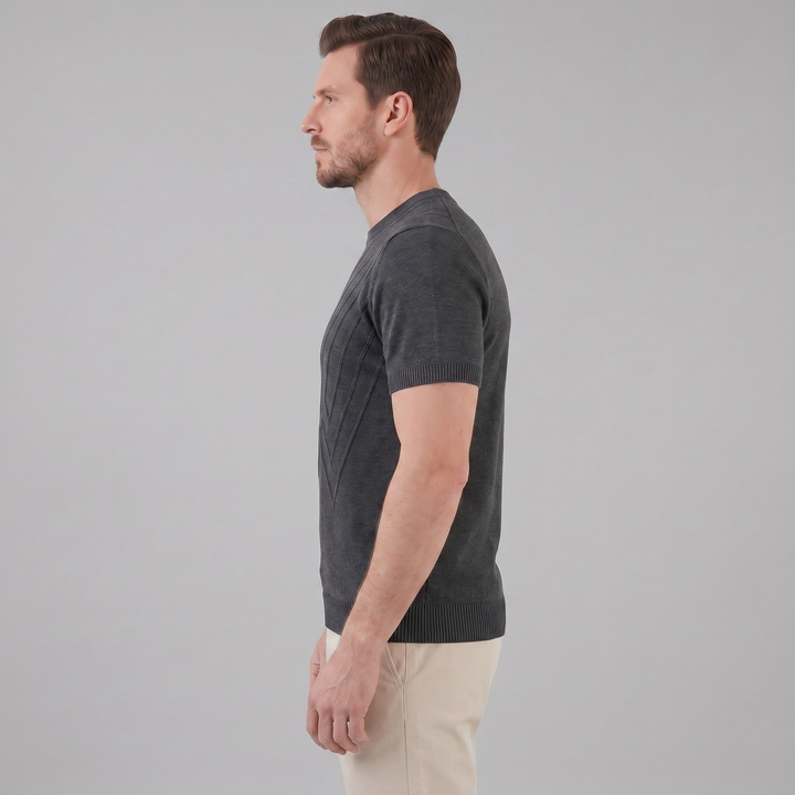 Tricou cu guler pentru bărbați, texturat
