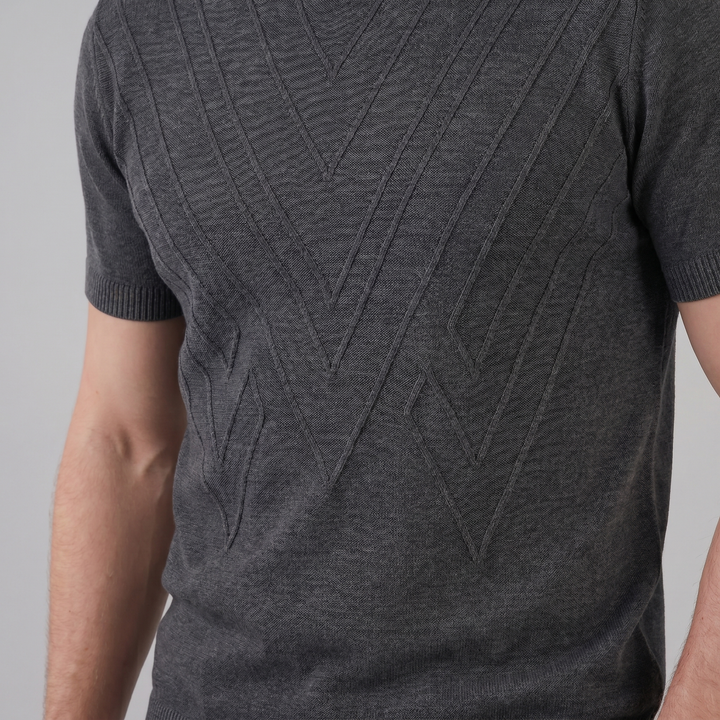 Tricou cu guler pentru bărbați, texturat