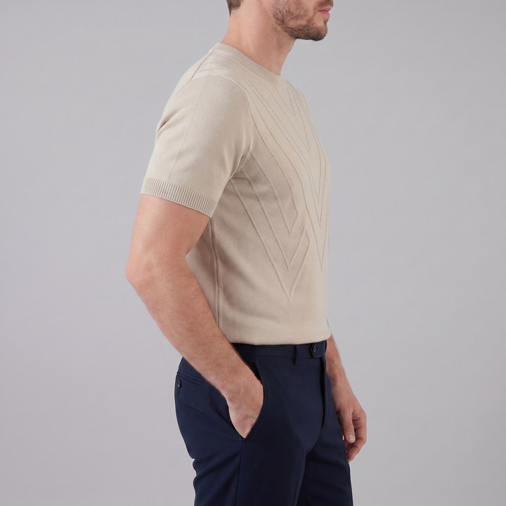 Tricou cu guler pentru bărbați, texturat