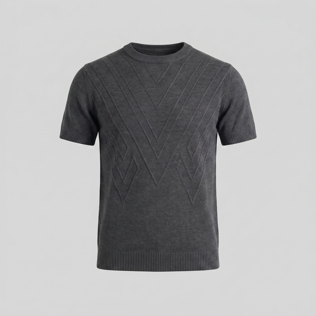 Tricou cu guler pentru bărbați, texturat