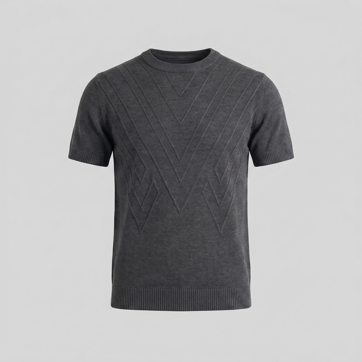 Tricou cu guler pentru bărbați, texturat