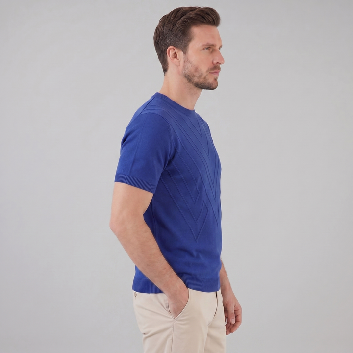 Tricou cu guler pentru bărbați, texturat