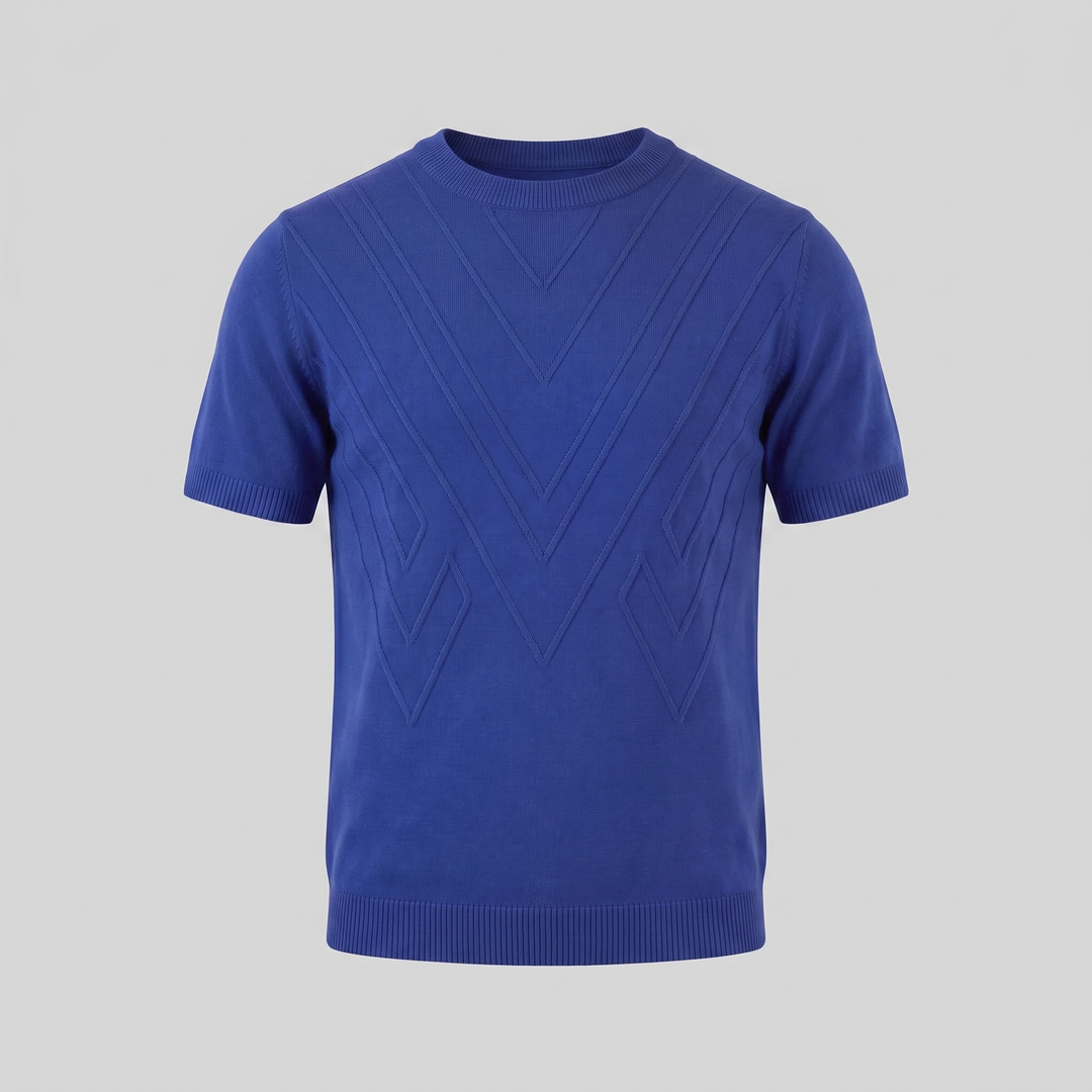 Tricou cu guler pentru bărbați, texturat