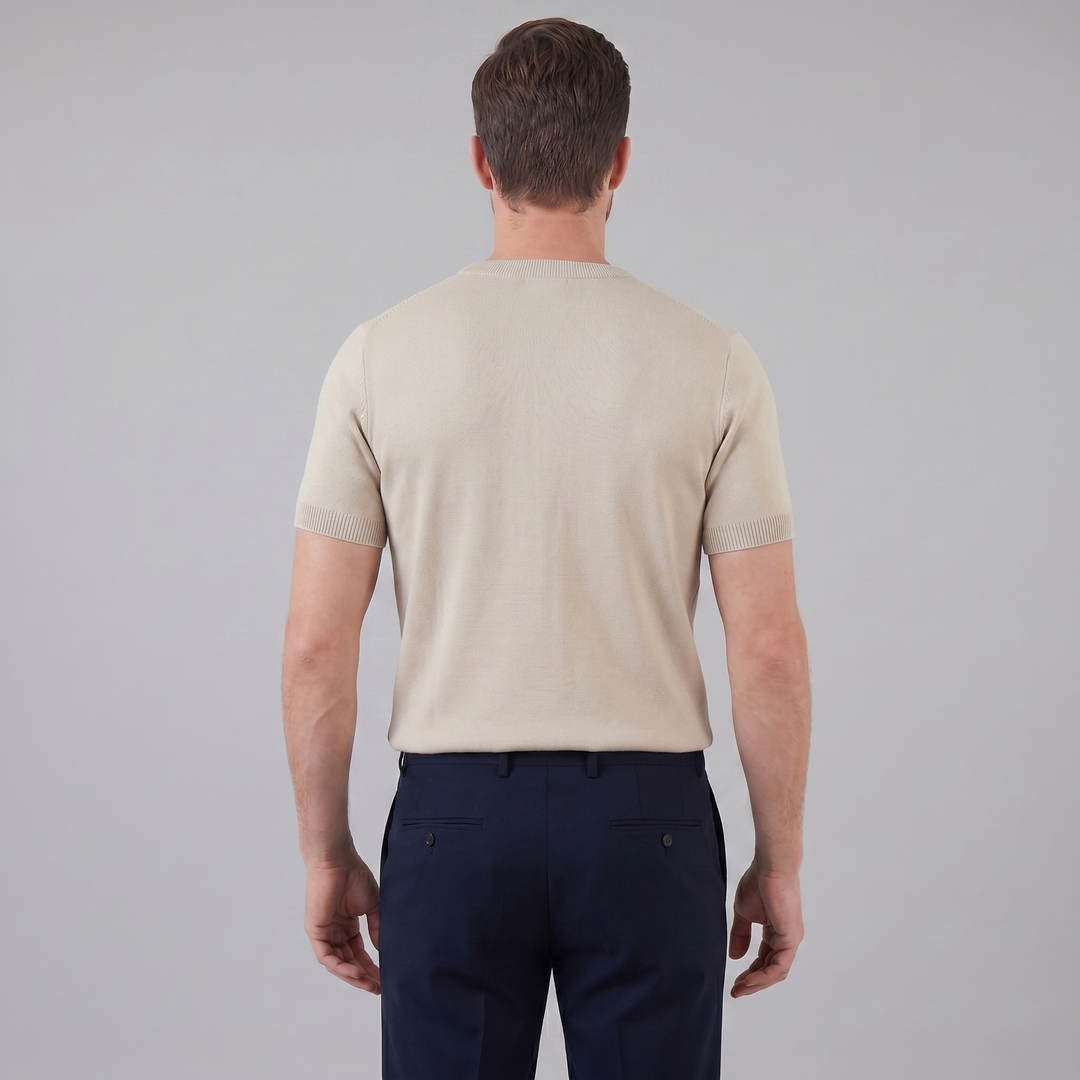 Tricou cu guler pentru bărbați, texturat