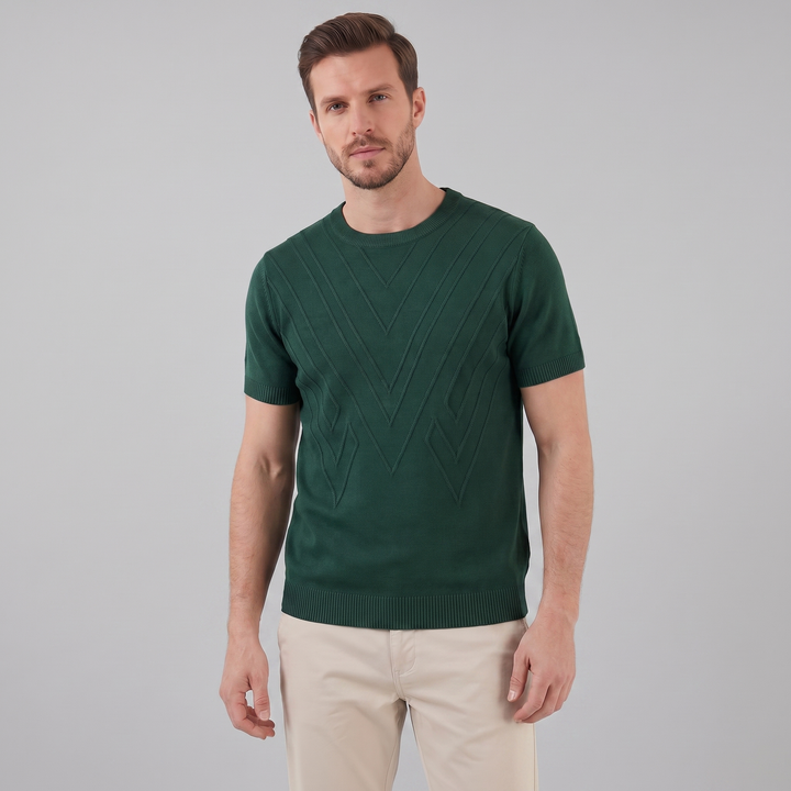 Tricou cu guler pentru bărbați, texturat