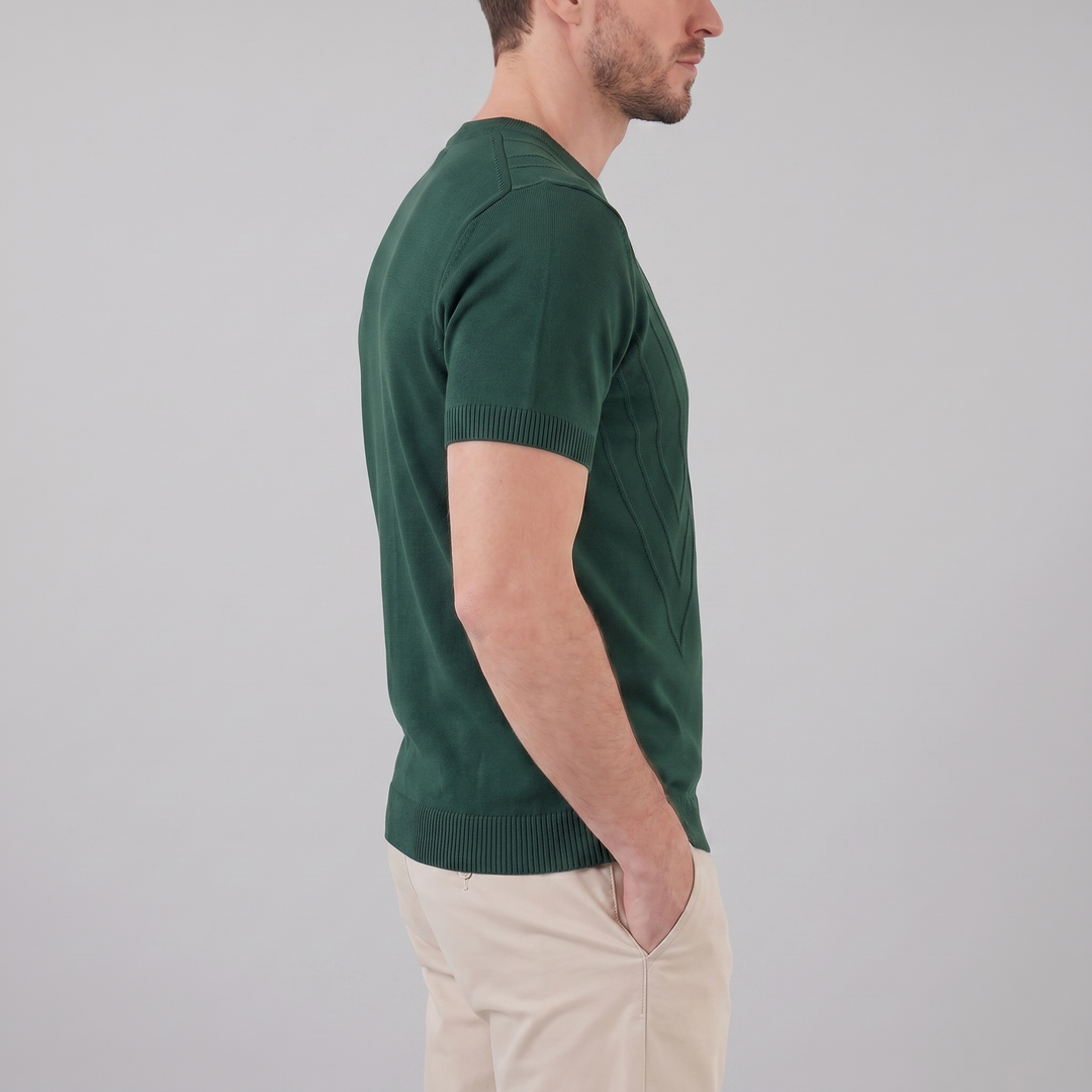 Tricou cu guler pentru bărbați, texturat