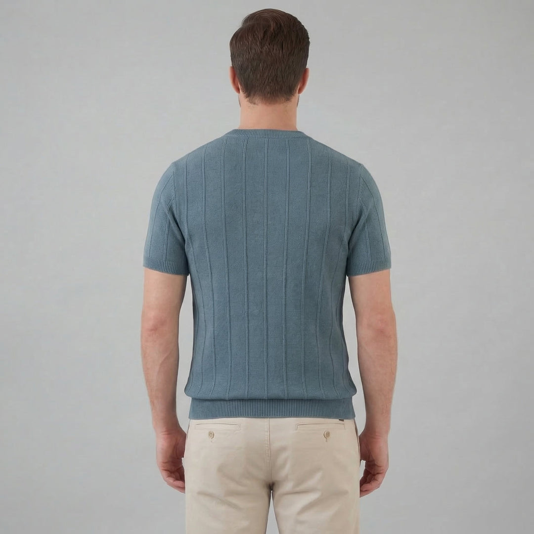 Herre Ribbet Strikke Kortærmet T-Shirt