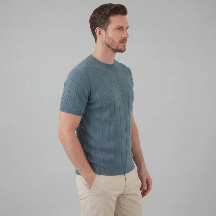 Herre Ribbet Strikke Kortærmet T-Shirt