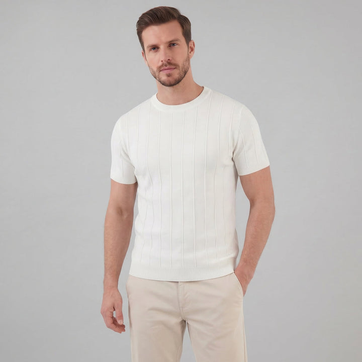 Herre Ribbet Strikke Kortærmet T-Shirt