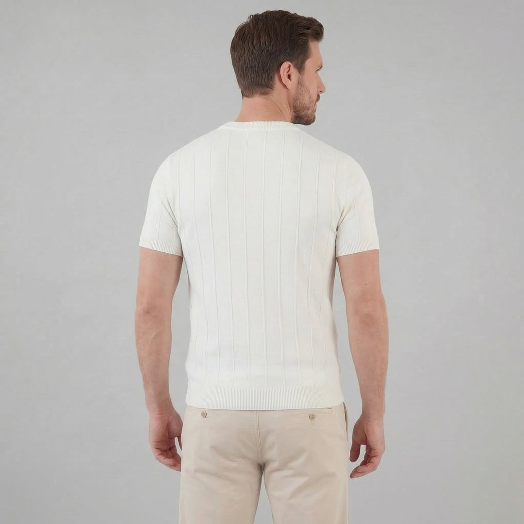 Herre Ribbet Strikke Kortærmet T-Shirt